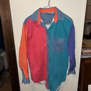 Vtg County Seat Nuovo Shirt Womens Small Striped Casual Button Up Western